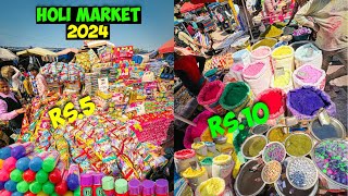 Cheapest Holi Market 2024  Exploring GulalPichkari ₹4RS holi stash😱 sadar bazar delhi [upl. by Ingles]