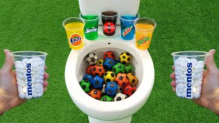 Football VS Popular Sodas  Coca Cola Mtn Dew Fanta Yedigün Sprite and Mentos in the toilet [upl. by Winny]