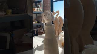 Sculpting clay face ampneck areas clay pottery sculpture arts shorts shortvideo [upl. by Aiotal378]