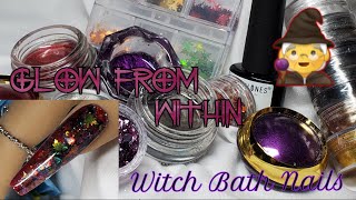 Glow From Within Witch Bath Nails  Encapsulated Glitter Nails [upl. by Atikkin506]