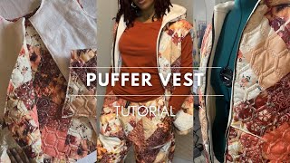 Puffer Vest Tutorial 🪡🧵 How to make a puffer vest  very detailed tutorial [upl. by Eselahs]