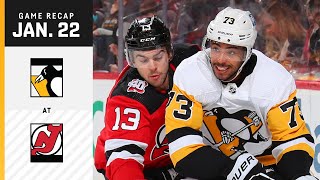 GAME RECAP Penguins at Devils 012223  Crosby Scores OneTimer [upl. by Rhtaeh284]