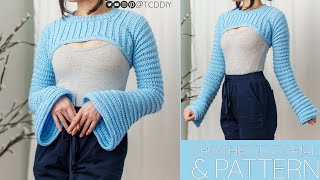 How to Crochet Bell Sleeve Shrug  Pattern amp Tutorial DIY [upl. by Assiroc]