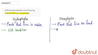 Differentiate between the followingHydrophytes and xerophytes  6  PRACTICE ASSIGNMENT  BIOLO [upl. by Daniell]