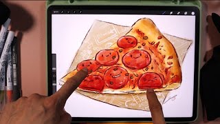 From sketch to pepperoni pizza character  iPad Procreate drawing [upl. by Netneuq471]