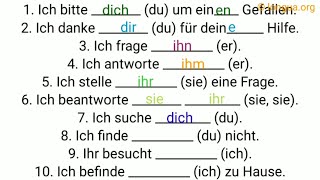 Präposition Pronomen Akkusativ oder Dativ a1 a2 学习 ich mich mir du dich dir er ihn ihm sie [upl. by Evslin]