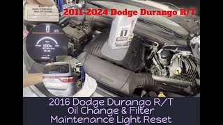 How to do Oil Change amp Filter on 2016 Dodge Durango RT 57L V8 HEMI Engine  Reset Maintenance Light [upl. by Hazlip]