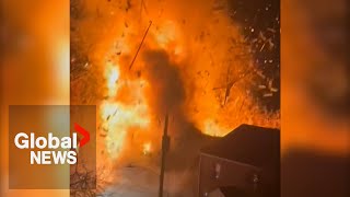 Virginia house explosion Fiery blast engulfs home as police try to serve search warrant [upl. by Enytsirk679]