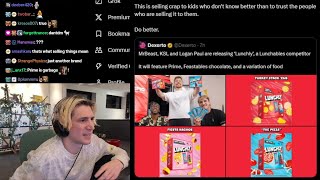 xQc Reacts to Logan Paul amp KSI Getting Heat after Announcing quotLunchlyquot a Lunchables Competitor [upl. by Annavoig]