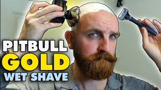 FIRST TIME Using Skull Shaver Pitbull Gold PRO on Wet Head  Better than Razor Bald Head Shaving [upl. by Kosse]