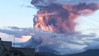 Ecuador volcano spews smoke and ash miles into the air [upl. by Forsta]