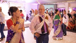 Nepali Wedding Dance  Tangting Ko Melaima  Rupa Limbu and Prakash Gurungs UK Wedding 2019 [upl. by Schuman]