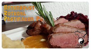 ☯ gebratene Entenbrust mit Rotkohl und PastinakenPüree [upl. by Wertheimer484]