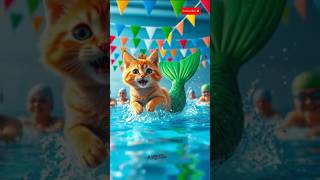 ☞︎︎︎ A Swimmer Mermaid Cat😱😍🐈cat mermaidcat swimmer catshorts ai [upl. by Adliw731]