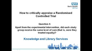 6 How to Critically Appraise a Randomised Controlled Trial following the CASP checklist Question 6 [upl. by Anawd]