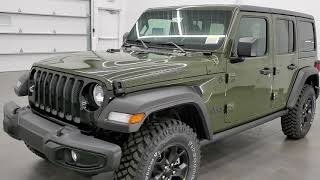 2021 JEEP WRANGLER WILLYS SPORT UNLIMITED HARD TOP SARGE GREEN WRANGLER WALK AROUND IN DEPTH REVIEW [upl. by Salokkin72]