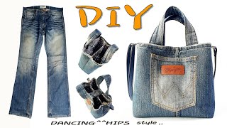 diy청바지 리폼리폼가방만들기denim tote bag tutorialtote bag sewing tutorialdiy jeans bag hand sewing청바지가방 [upl. by Abeu]