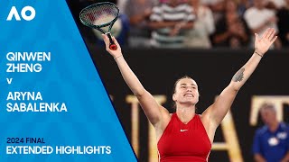 Qinwen Zheng v Aryna Sabalenka Extended Highlights  Australian Open 2024 Final [upl. by Neenwahs]