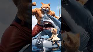 Cute Baby Cat help sad Father Shark Fighting hybrids❤️ytshorts animals kidshybridsshorts [upl. by Ecilayram]