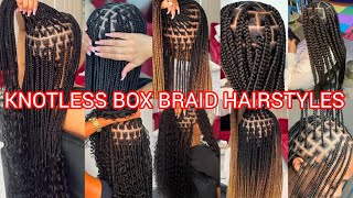 KNOTLESS BOX BRAID HAIRSTYLES  BOHO KNOTLESS BRAID HAIRSTYLES  FRENCH CURLS HAIRSTYLES viral [upl. by Riek186]