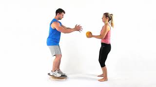 Wobble board catching ball balance exercise [upl. by Kory]