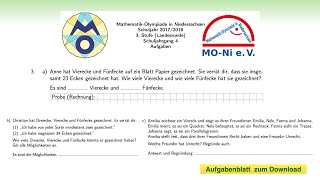 NI570433 🏋️‍♀️ MathematikOlympiade 2018 🏋️‍♀️ Klasse 4  Aufgabe 3  3 Stufe Landesrunde [upl. by Berliner276]