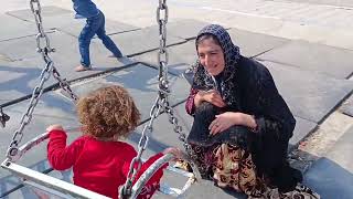 quotZahra and Her Kids in the City Buying Plastic and Sacks for the Roof  Playing in the Parkquot [upl. by Bedad]