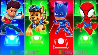 PAW Patrol amp PJ Masks  Ryder 🆚 Chase 🆚 CatBoy 🆚 Spidey 🎶 Tiles Hop EDM Rush [upl. by Daffi]