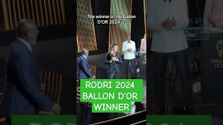 RODRI wins over vini 2024 ballon dor winner ballondor ballondor2024 shorts manchestercity [upl. by Grados]