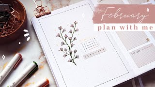 February 2022 bullet journal setup  plan with me  minimal flowery theme ✨ [upl. by Llerryt576]