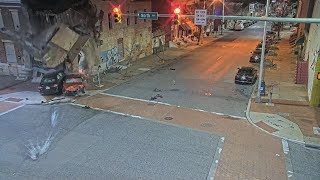 VIDEO  Fatal crash as fleeing car causes building collapse in Baltimore [upl. by Naehs360]