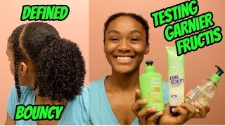 TESTING GARNIER FRUCTIS  DEFINED amp CURLY NATURAL HAIR [upl. by Adnalro938]