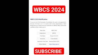 WBCS NOTIFICATION 2024 wbcs wbpsc psc [upl. by Farika]