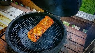 Peach Glazed Pork Loin on the Big Green Egg [upl. by Bevers276]