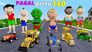 Pagal Bittu Sittu 140  Jcb Tractor Wala Cartoon  Gadi Wala Cartoon  Bittu Sittu Toons [upl. by Artapoelc]