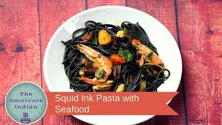 Squid Ink Pasta with Seafood  The Ultimate Seafood Pasta [upl. by Adaynek]