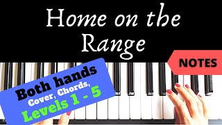 Home on the Range  Both hands Piano Tutorial  Level 1  5  NOTES  Slow [upl. by Mitinger136]