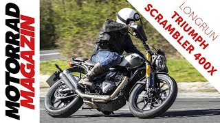 Ganz groß DauertestBeginn Triumph Scrambler 400 X – Sowas gibts für unter 7000 Euro [upl. by Kimmy]