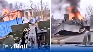 Russia under attack Rogue troops ambush a tank and fire machineguns in crossborder Belgorod raid [upl. by Ymmat546]