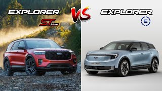 2025 Ford Explorer Electric vs 2025 Ford Explorer ST Line Compared  Segment Battles  MotorNation [upl. by Taft]