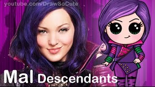 How to Draw Mal from Disney Descendants Cute step by step [upl. by Grantland]