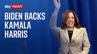 Joe Biden backs Kamala Harris for Democratic nomination [upl. by Anuahc]