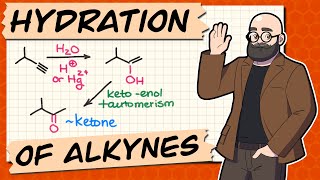 Hydration of Alkynes  Markovnikov Addition of Water  KetoEnol Tautomerism [upl. by Tildie]