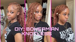 Attempting to do Boho knotless braids on myself [upl. by Leodora]