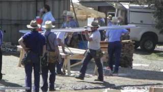 Amish Barnraising in Walnut Creek Ohio [upl. by Eissert]