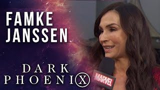 Famke Janssen chooses between Wolverine and Cyclops at the XMen Dark Phoenix Premiere [upl. by Dilly23]