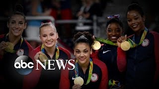 Olympics  US Womens Gymnastics Team Wins Gold [upl. by Errick]