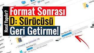 Format Sonrası D Sürücüsü Görünmüyor  D Diskini Geri Getirme [upl. by Annice482]