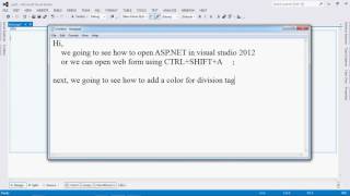 How to open ASPNET in visual studio 2012  NET part 1 [upl. by Areta]