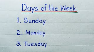 Days of the Week  Seven days name  Sunday Monday days name  7 days name [upl. by Acinorrev996]